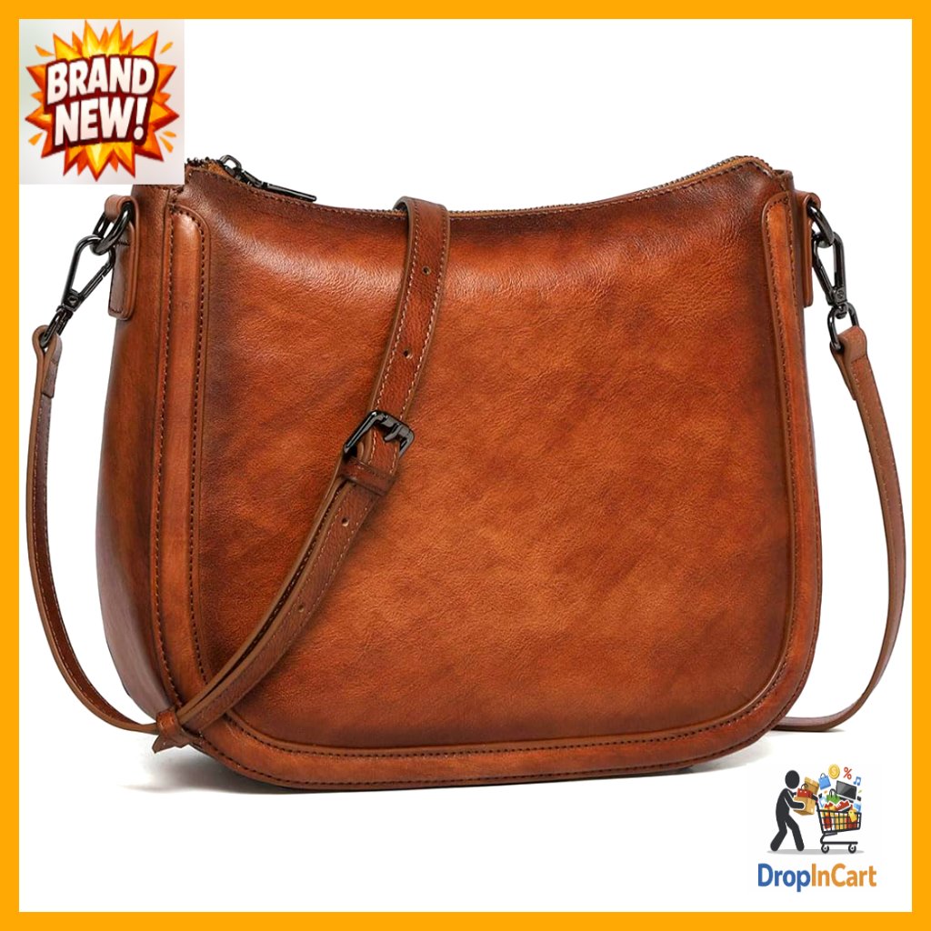 Genuine Leather Hobo Shoulder Bag Vintage Satchel Crossbody With Dual Straps